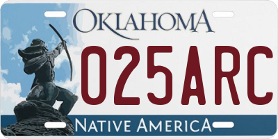 OK license plate 025ARC