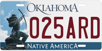 OK license plate 025ARD