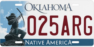 OK license plate 025ARG