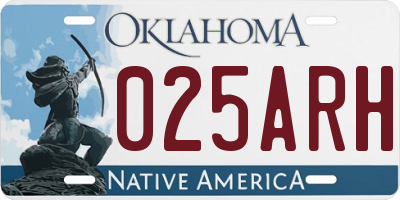OK license plate 025ARH
