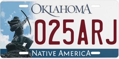 OK license plate 025ARJ