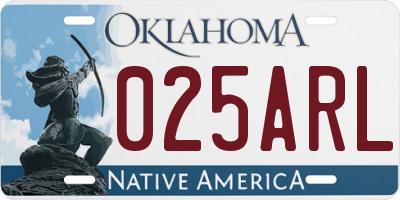 OK license plate 025ARL