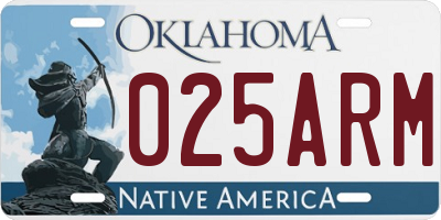 OK license plate 025ARM