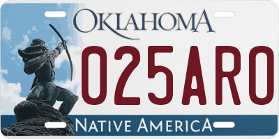 OK license plate 025ARO
