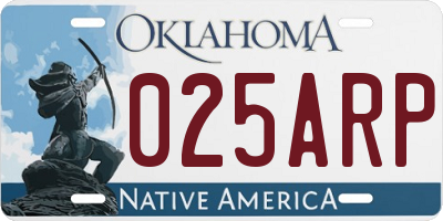 OK license plate 025ARP