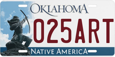 OK license plate 025ART