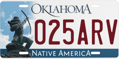 OK license plate 025ARV