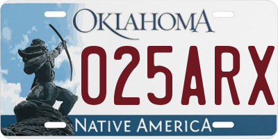 OK license plate 025ARX