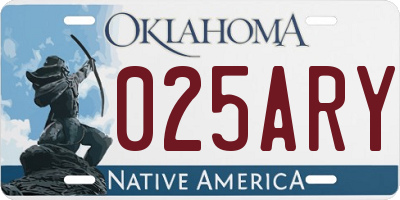 OK license plate 025ARY