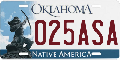 OK license plate 025ASA