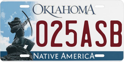 OK license plate 025ASB