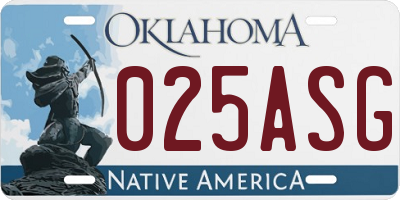 OK license plate 025ASG