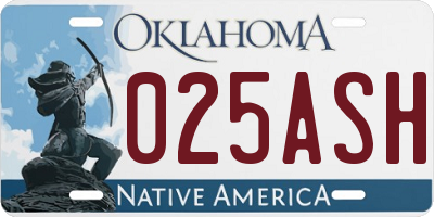 OK license plate 025ASH