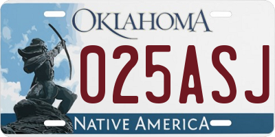OK license plate 025ASJ