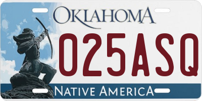 OK license plate 025ASQ