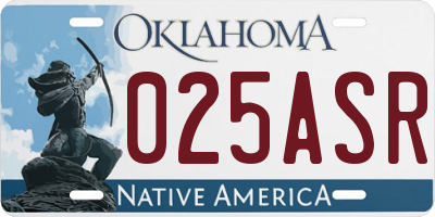 OK license plate 025ASR