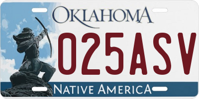 OK license plate 025ASV