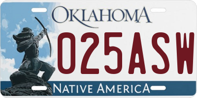 OK license plate 025ASW