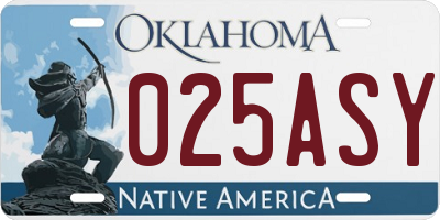 OK license plate 025ASY