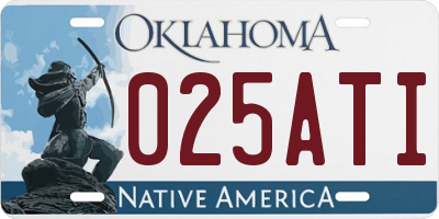 OK license plate 025ATI