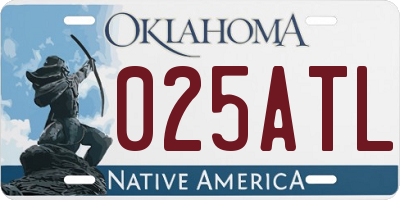OK license plate 025ATL
