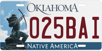 OK license plate 025BAI