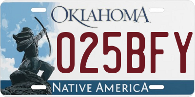 OK license plate 025BFY