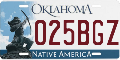 OK license plate 025BGZ