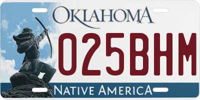 OK license plate 025BHM