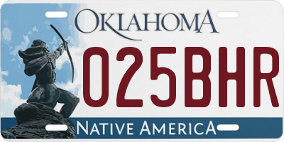 OK license plate 025BHR