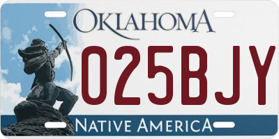 OK license plate 025BJY