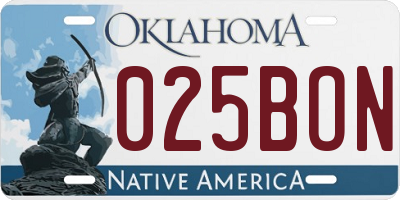 OK license plate 025BON