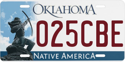OK license plate 025CBE