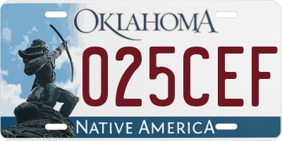 OK license plate 025CEF