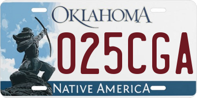OK license plate 025CGA
