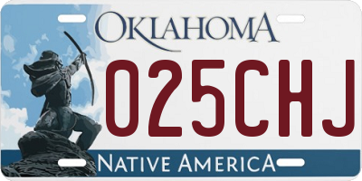 OK license plate 025CHJ