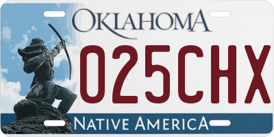 OK license plate 025CHX