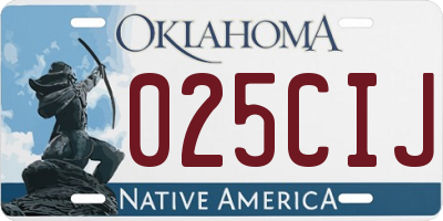 OK license plate 025CIJ