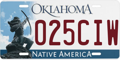 OK license plate 025CIW