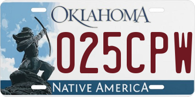 OK license plate 025CPW