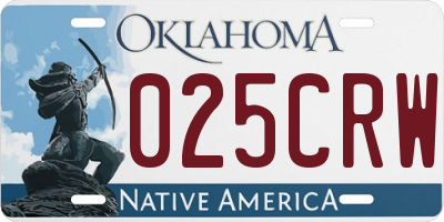 OK license plate 025CRW