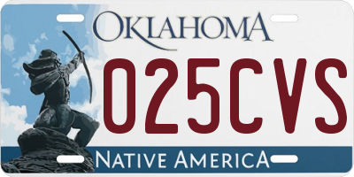 OK license plate 025CVS
