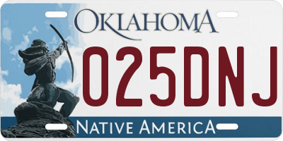 OK license plate 025DNJ