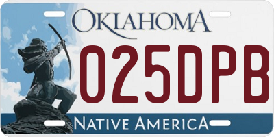 OK license plate 025DPB