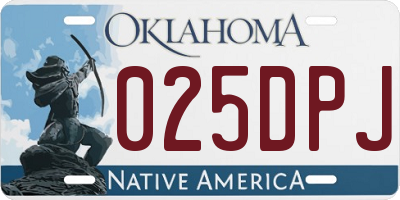 OK license plate 025DPJ