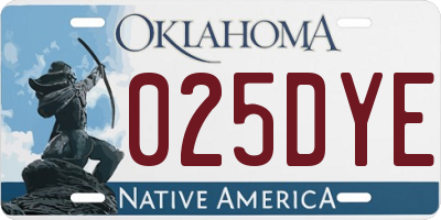 OK license plate 025DYE