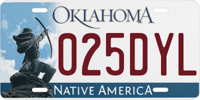 OK license plate 025DYL
