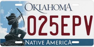 OK license plate 025EPV