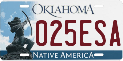 OK license plate 025ESA