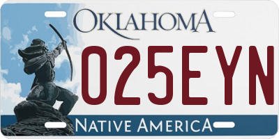 OK license plate 025EYN